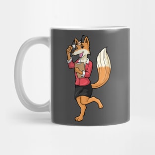 Fox as secretary with glasses and notepad Mug